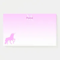 Unicorn pink white monogram name post-it notes