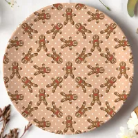 Brown Polka Dot Gingerbread Man Christmas Paper Plates