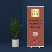 Business logo qr code instagram brown retractable banner