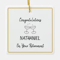 Personalized Retirement Keepsake Hanging Square Ceramic Ornament