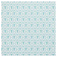 Seahorse Geometric Diamond Blue White Patterned Fabric