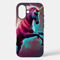 Dark Rainbow Gothic Unicorn AI created digital art iPhone 16 Case