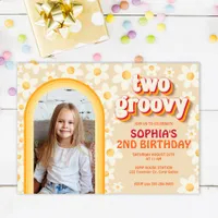 Two Groovy 2nd Birthday Photo Invitation | Retro D
