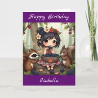Chibi Fairy Birthday | Coloring page Card