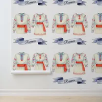Traditional Romanian Folk Blouse  Watercolor Wallpaper