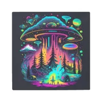 Psychedelic Neon UFO and Alien Abduction Art