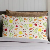 Cute fall pattern with colorful leaves and nuts pillow case