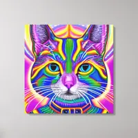 Green and Blue Unique Mystical Kitty Cat Canvas Print