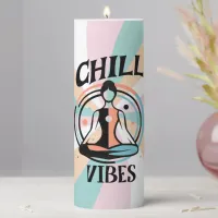 Chill Vibes Retro Colors Meditation Pillar Candle