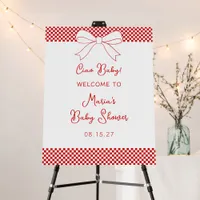 Ciao Baby Italian Red Baby Shower Bow Welcome Sign