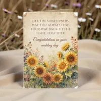 Vintage Watercolor Sunflower Wedding Congrats Card
