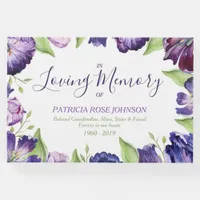 Watercolor Tulips Memorial Funeral Remembrance Guest Book