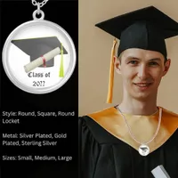 Graduation Class of 20?? Black Cap Silver Plated Necklace