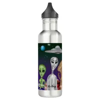 Different Alien Species, UFO, Planets  Stainless Steel Water Bottle