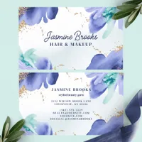 Blue and Teal Watercolor Abstract Business Card