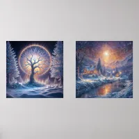 Beautiful Tranquil Winter Scene Wall Art Sets