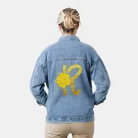 Glitter Gold Yellow Floral Monogram R Womens Denim Jacket