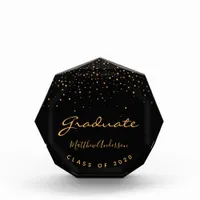 Graduate black gold confetti acrylic award
