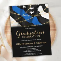 Police Officer Graduation Party Thin Blue Line  Invitation Postcard