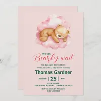 We Can Bearly Wait Boy Cute Bear Baby Shower  Invitation