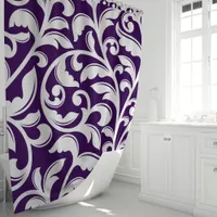  Purple Damask Floral Vine Shower Curtain