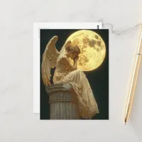 A beautiful angel and the moon postcard