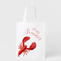 Red lobster white happy summer grocery bag