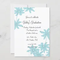 Light Blue Daisies Graduation Party Invitation