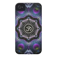 Silver Aum Hexagon Fantasy Fractals New-Age iPhone 4 Cover