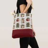 Pretty Christmas Gifts with Ribbons, Color Block Tote Bag