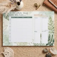 Watercolor Fern Greenery Family Weekly Meal Plan Paper Pad