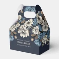 Elegant Navy Floral Wildflower Wedding Favor Boxes