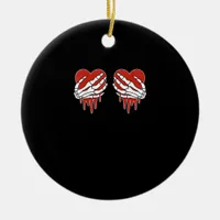 Anti Valentine Skeleton Hands Heart Goth Ceramic Ornament