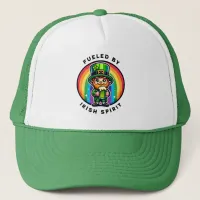 Happy St Patrick's Day Leprechaun with Green Beer Trucker Hat