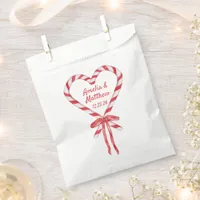 Candy Cane Heart & Bow | Custom Christmas Wedding Favor Bag