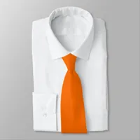 Tiger Orange Hidden Initials Solid Color Neck Tie