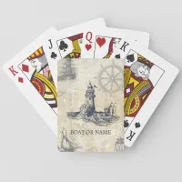 Vintage Lighthouse Nautical Personalized Poker Cards