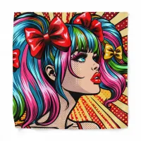 Pretty Pop Art Comic Girl with Bows Bandana