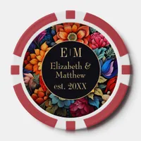 Personalized Floral Fiesta Casino Night Wedding Poker Chips