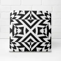 Black and White Illusive Op Art Geometric Pattern Ceramic Tile