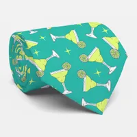 Margarita Cocktails Patterned Blue Wedding Neck Tie