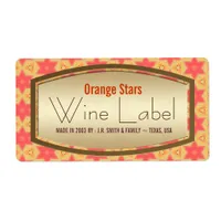 Pink Orange Stars Gold Made By / Wine Labels