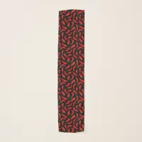 Chili Peppers Red Black Spicy Food Scarf