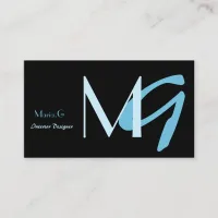 Customizable Blue Monogram Business Cards