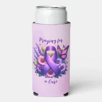 Purple Awareness Ribbon Seltzer Can Cooler