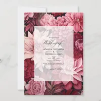 Burgundy and Blush Floral Wedding Invitation