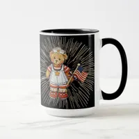 Vintage Nurse Bear with Modern White Fireworks Mug