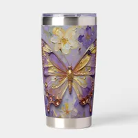 Beautiful Purple Butterfly and Flowers Insulated Tumbler