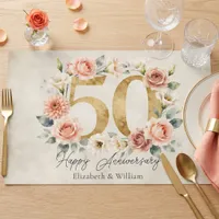 Watercolor 50th Wedding Anniversary Paper Placemat