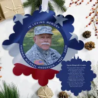 American Flag Custom Photo In Loving Memory Ornament Card